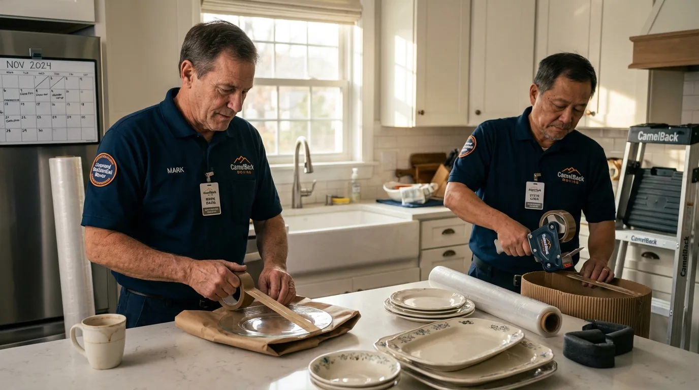 Professional crew packing kitchen dishware in Longwood, FL